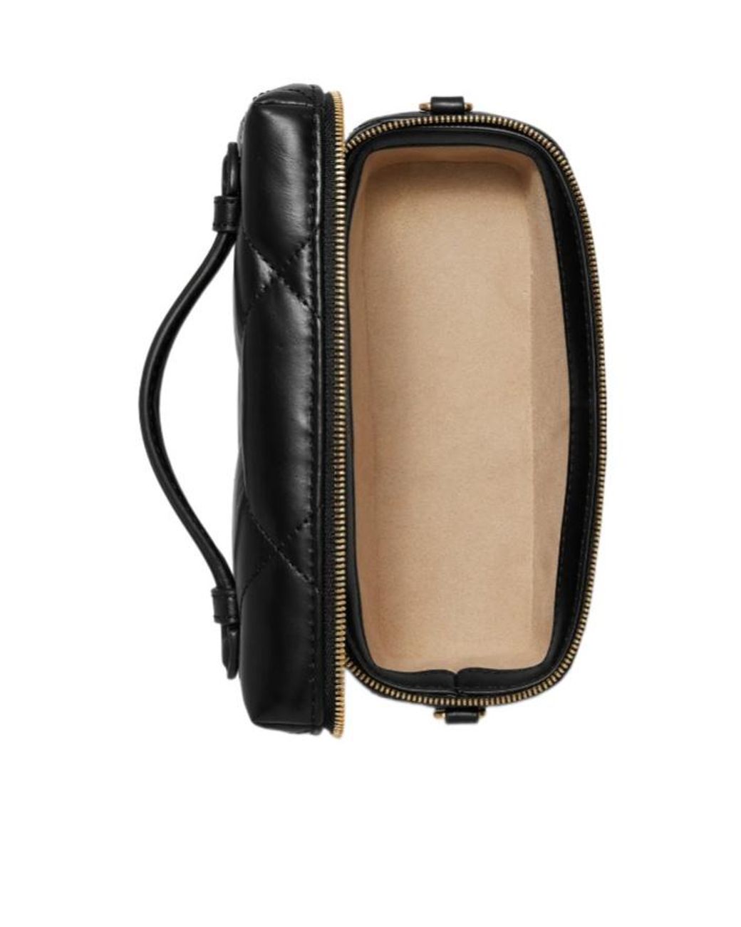 Tory Burch Black Kira Diamond Quilt Charm East-West Vanity Case