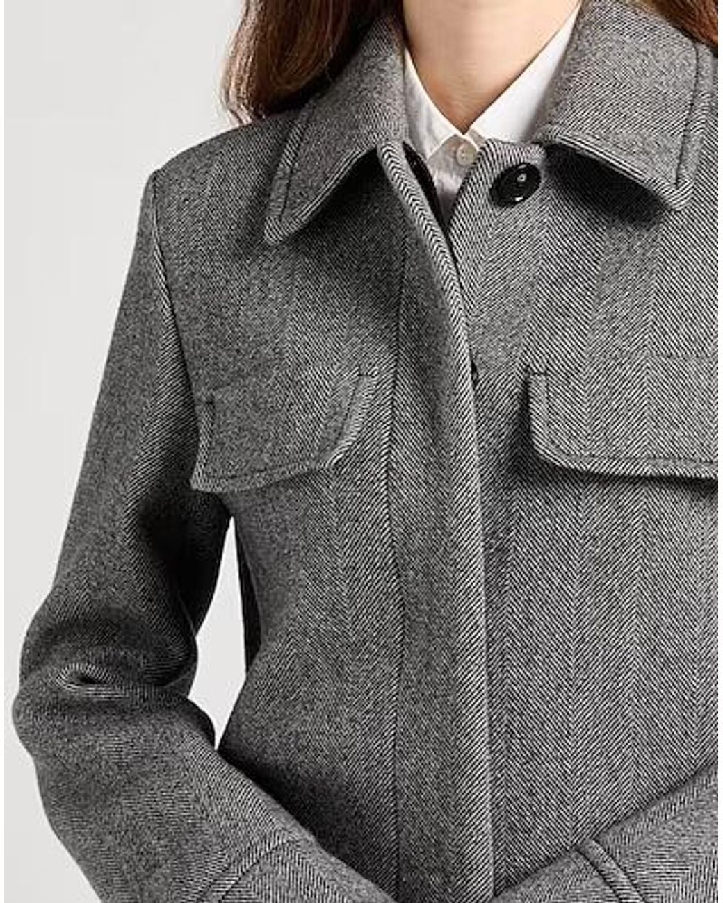 Sportmax Gray Long-Sleeve Wool Coat