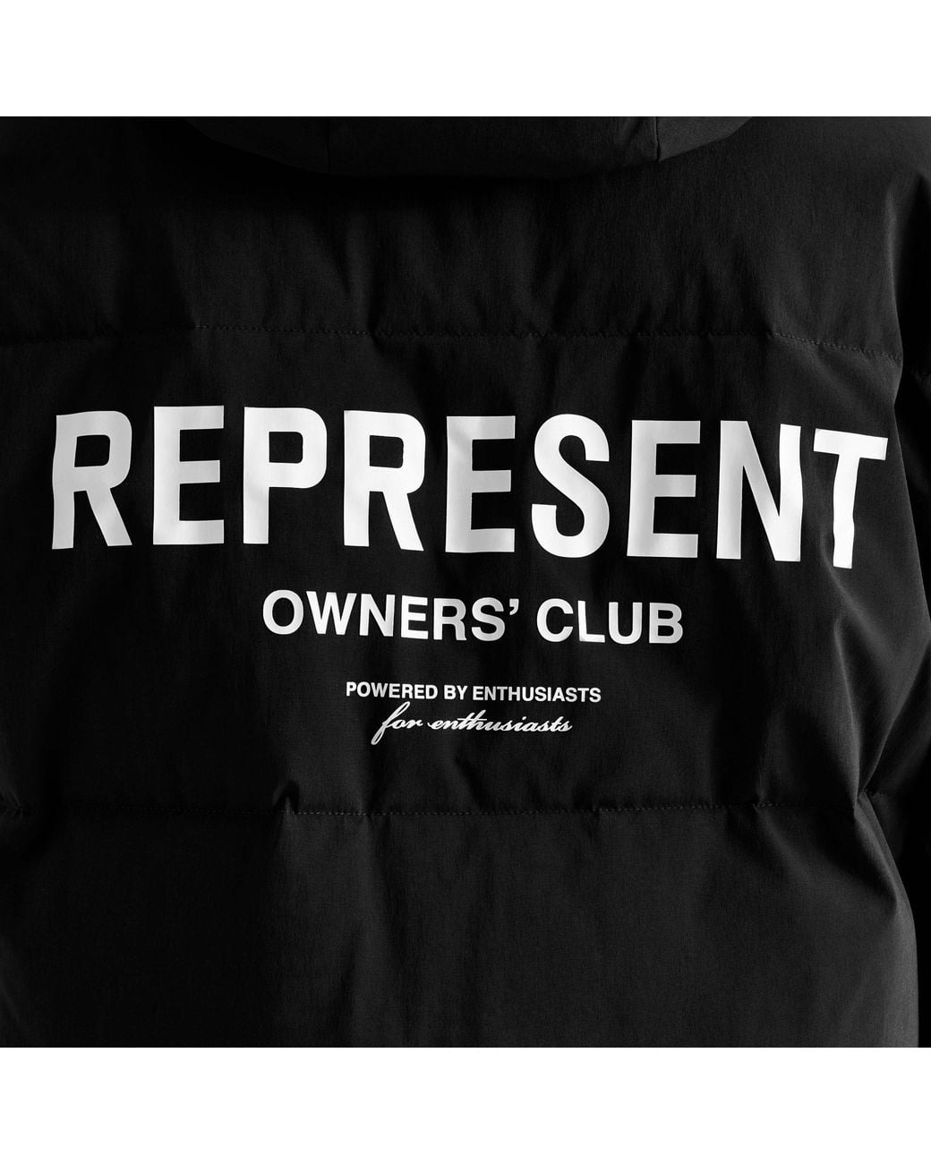 Represent Black Oversized Water-Resistant Cropped Down Jacket for men