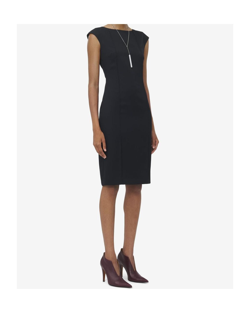 McQueen Black Wool Pencil Mini Dress