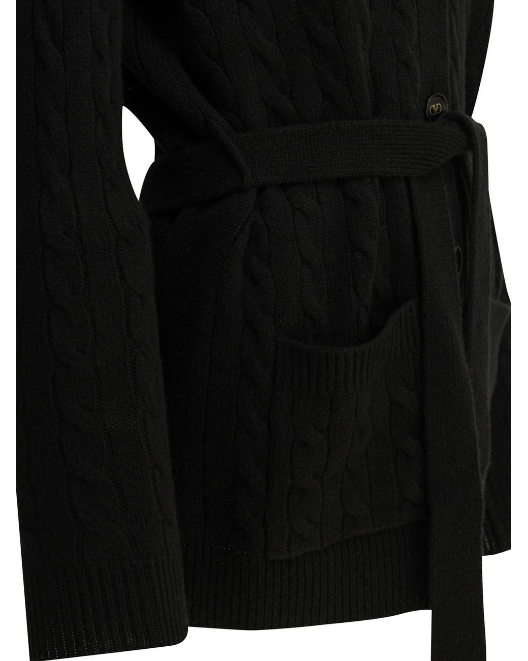 Valentino Black Belted Button-Up Cardigan