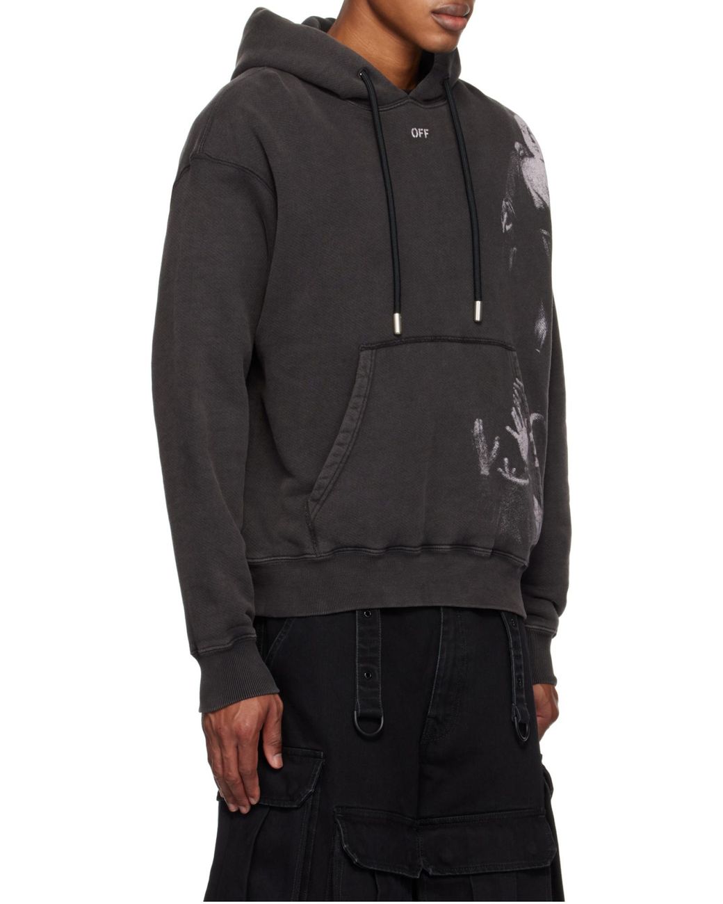 Off-White c/o Virgil Abloh Black Blurred Mary Drawstring Hoodie for men
