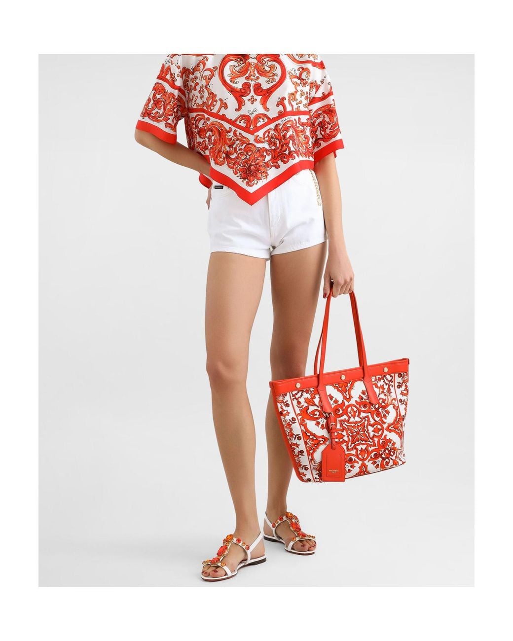 Dolce & Gabbana White Logo Patch Denim Shorts