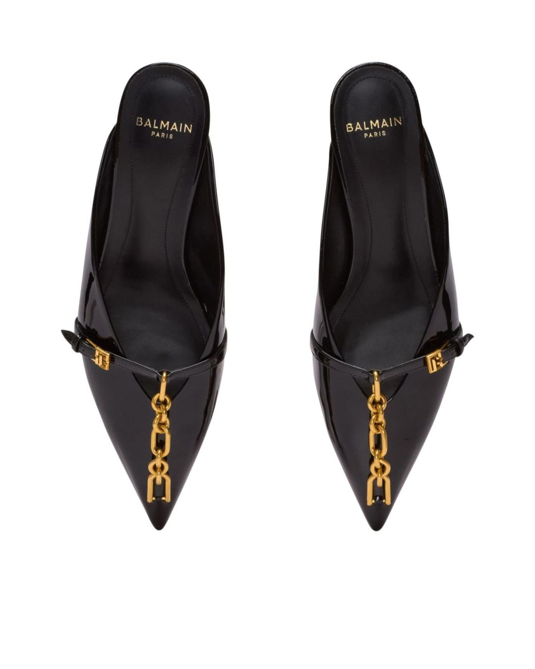 Balmain Multicolor Sync Patent Leather Mules With Pointed Toe