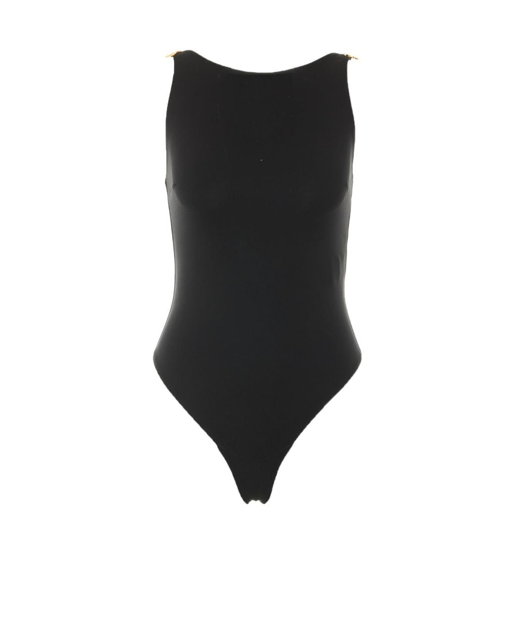 Elisabetta Franchi Black Logo-Plaque Sleeveless Bodysuit