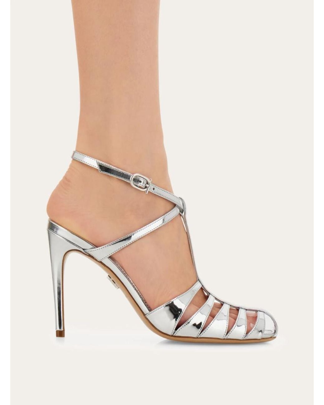 Ferragamo White Cage Stiletto Sandal