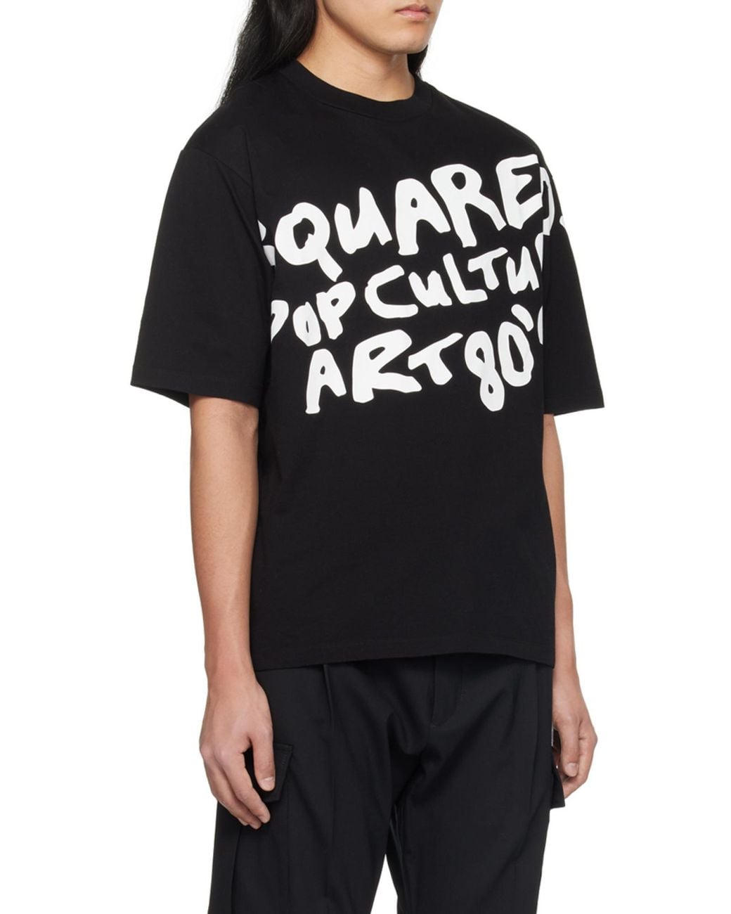 DSquared² Black Slogan-Printed Crewneck T-Shirt for men