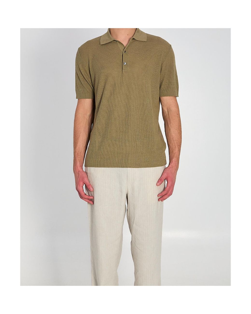 Barena Green Three-Button Knitted Polo Shirt for men