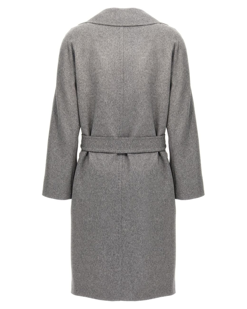 Max Mara Gray Astro Belted Double-Breasted Coat