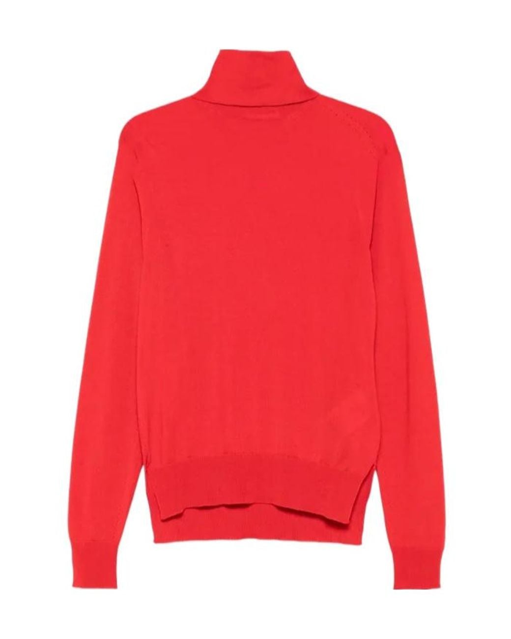 Jil Sander Red Turtleneck Knitted Sweater