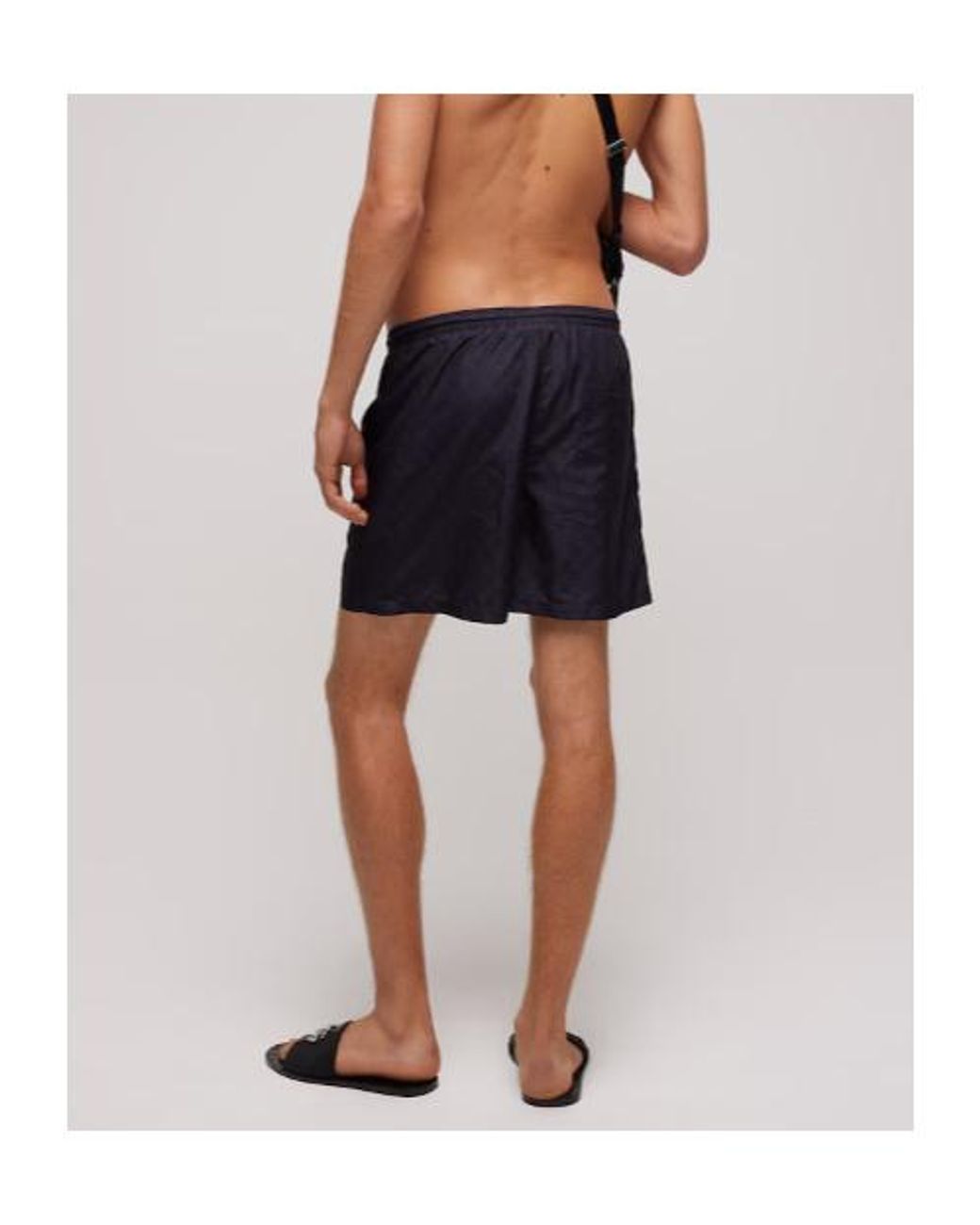 Gucci Blue Printed Polyester Poplin Swim Shorts for men