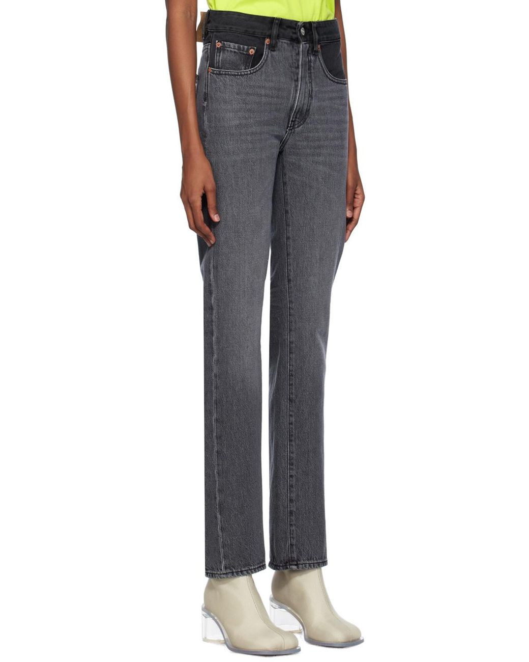 MM6 by Maison Margiela Gray Logo Patch Slim Cut Jeans