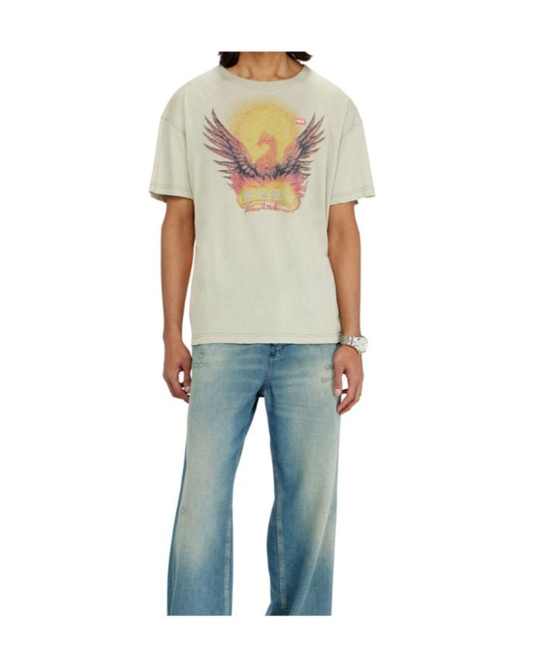 DIESEL White Phoenix-Print Cotton T-Shirt for men