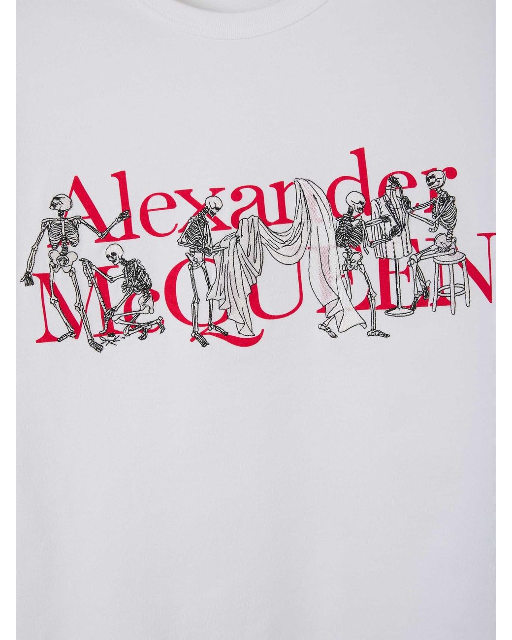McQueen White Logo-Printed Crewneck T-Shirt for men