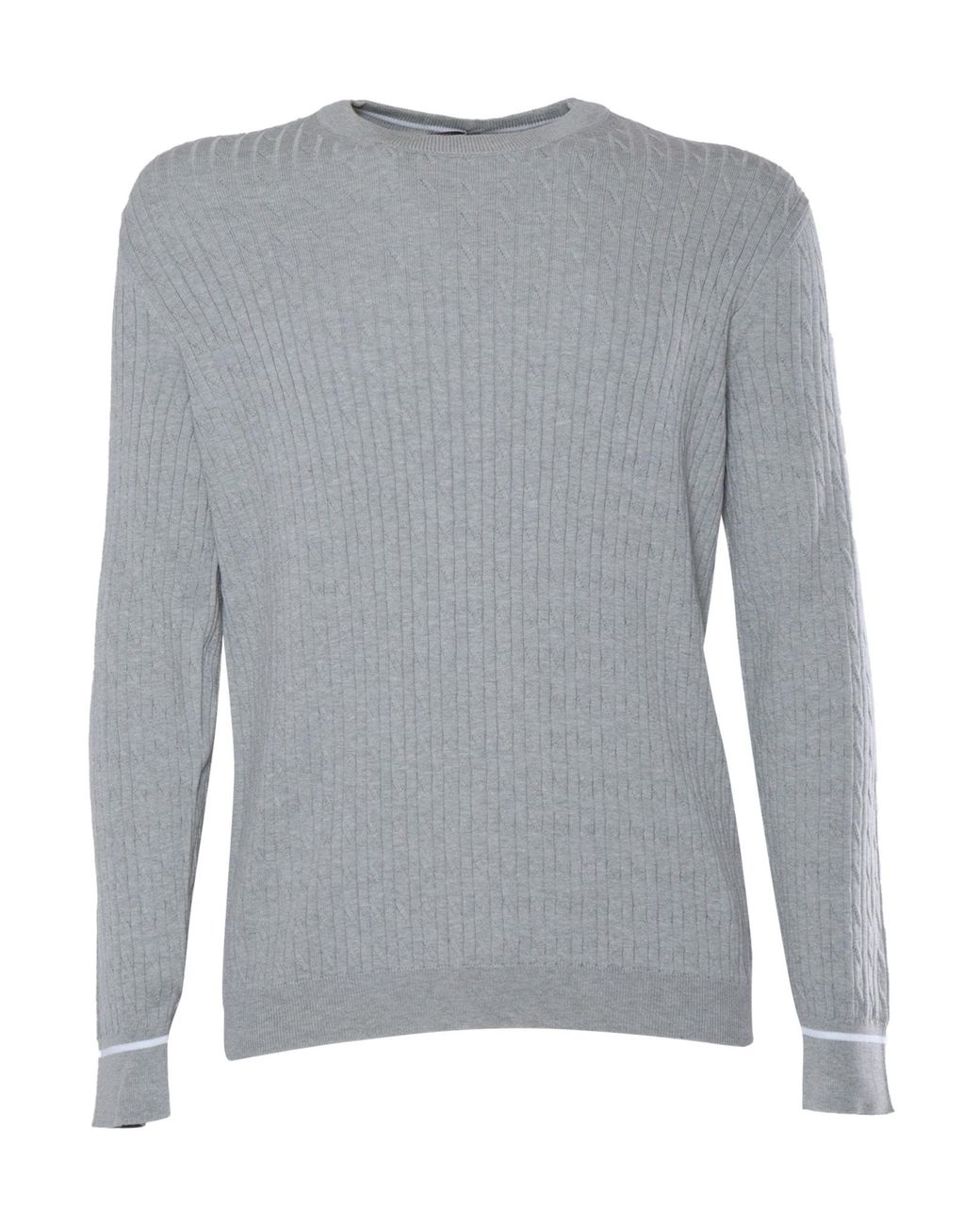 Peserico Gray Ribbed Crewneck Jumper for men