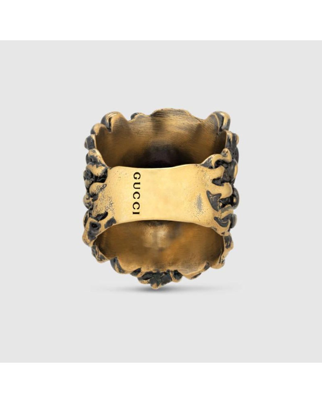 Gucci White Ring With Lion Head