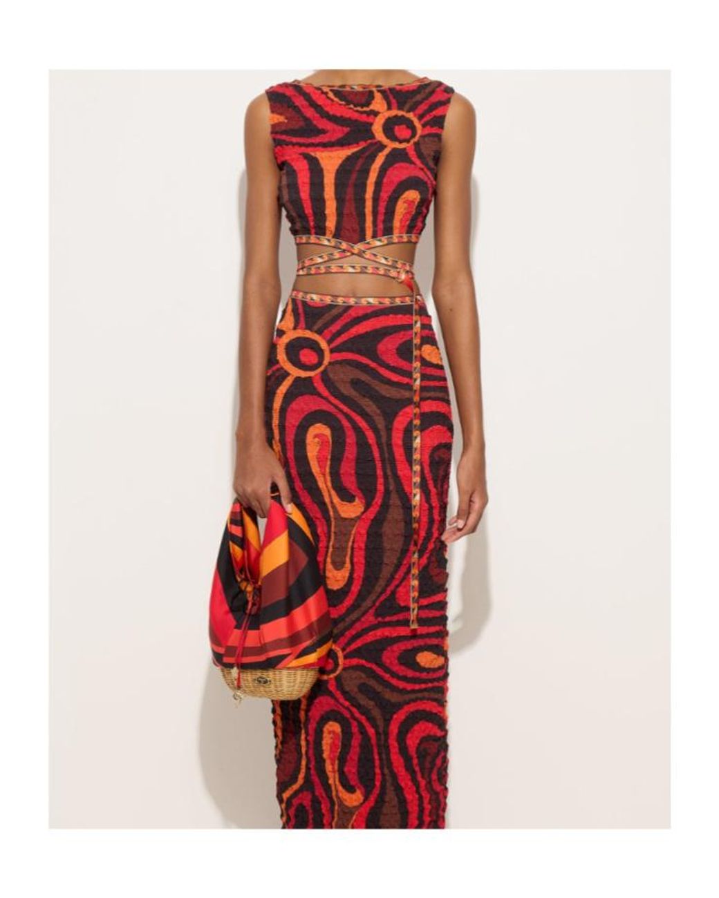 Emilio Pucci Red Marmo-Print Wrap-Around Top