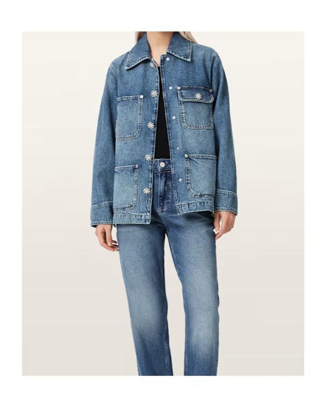 AllSaints Blue Denim Oversized Bex Jacket