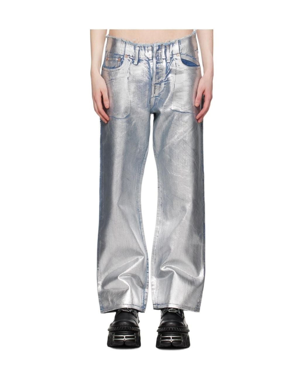 Doublet White Coated Belt Loop Jeans