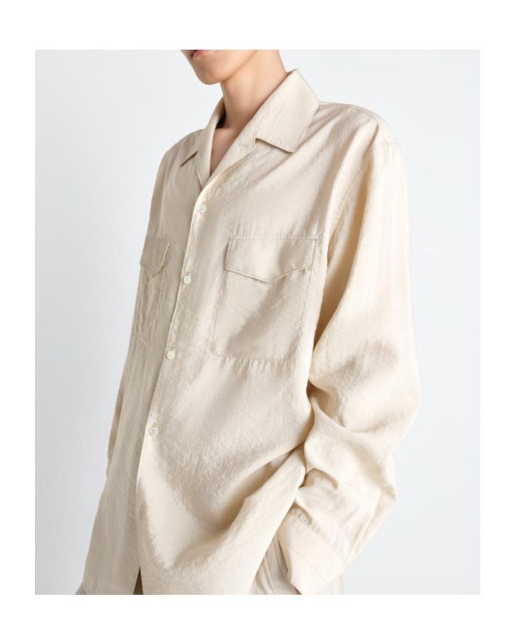 Lemaire Natural Long Sleeved Streaight-Hem Shirt for men