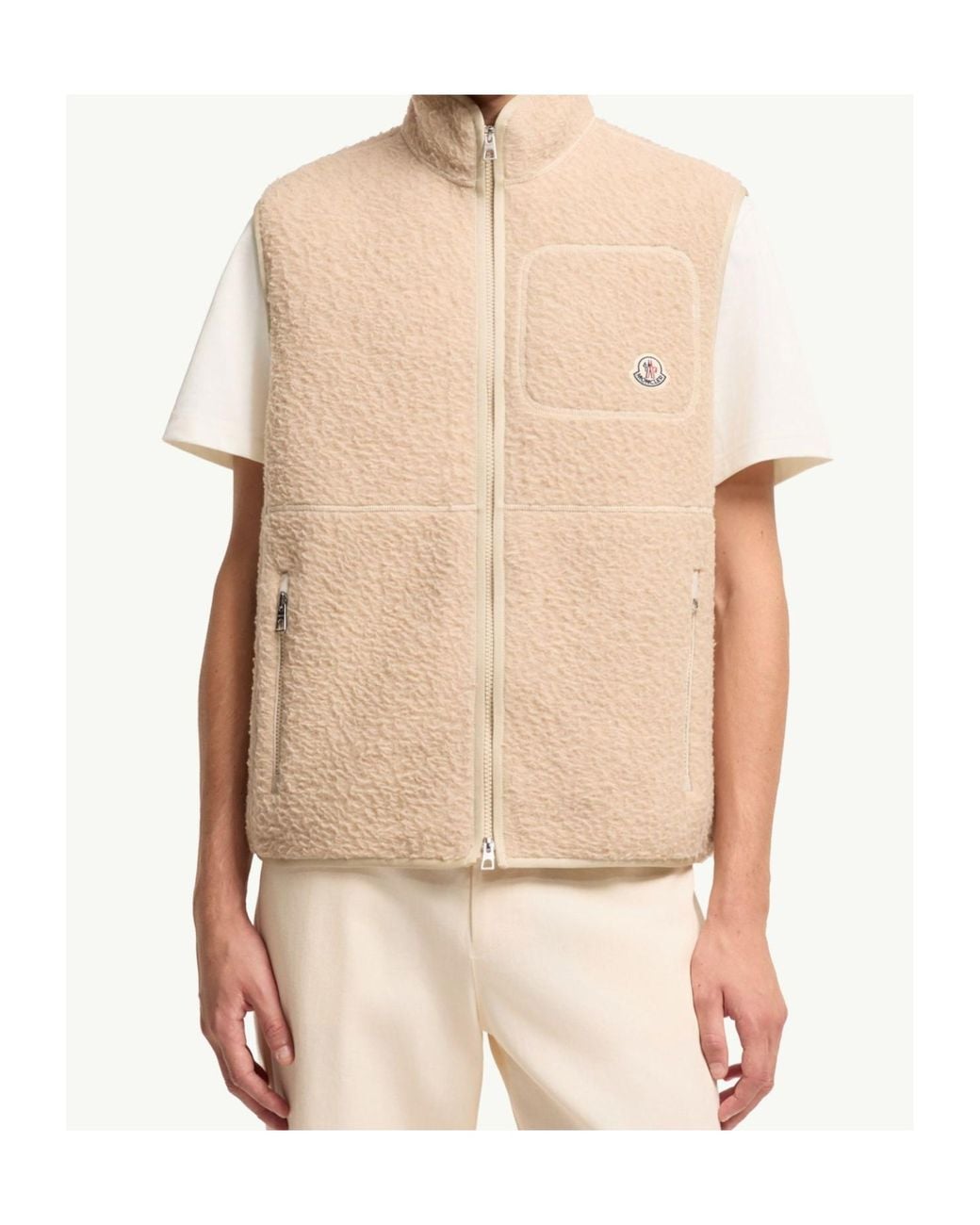 Moncler Natural Logo Patch Knit Gilet for men