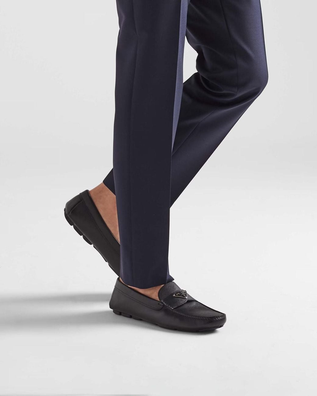 Prada Black Triangle-Logo Loafers for men