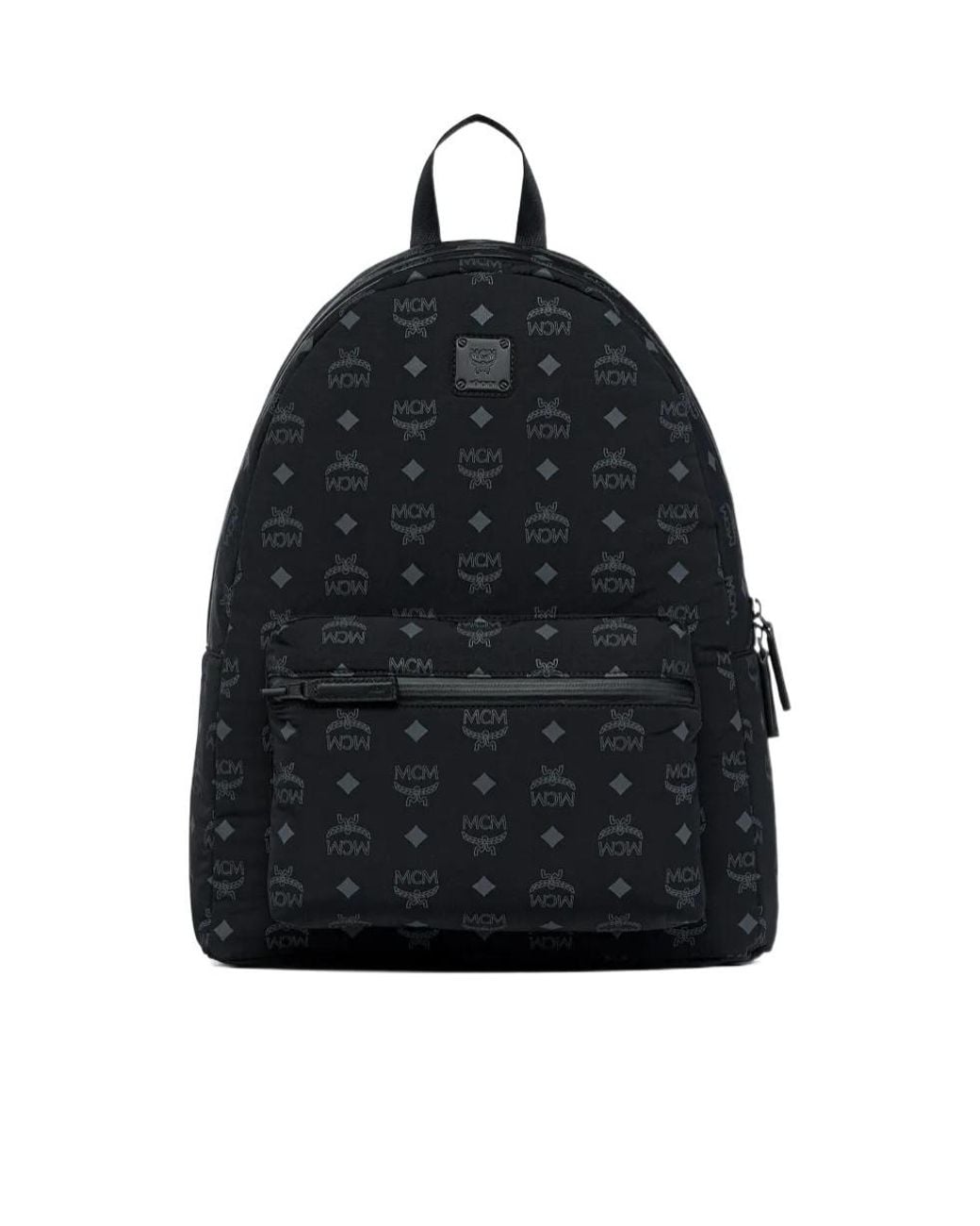 MCM Black Stark Monogram-Pattern Packable Backpack for men