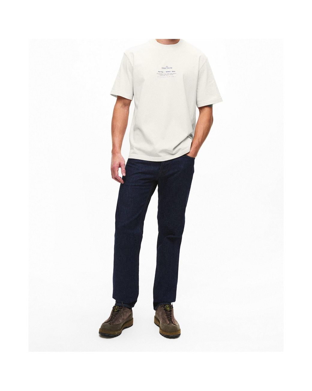 Stone Island White Logo Short-Sleeved T-Shirt for men