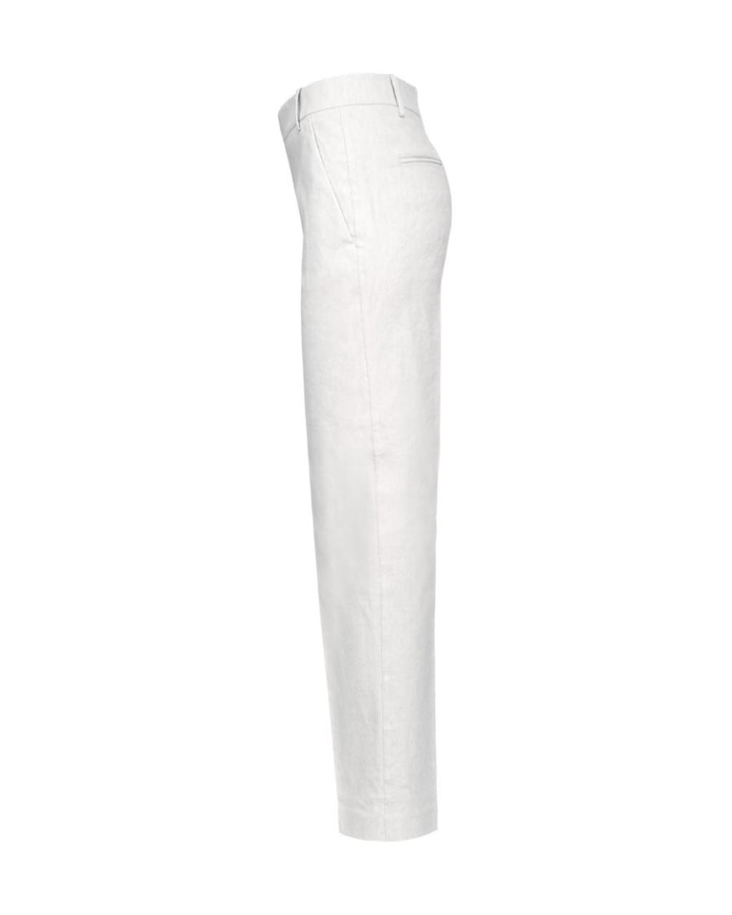 Pinko White Cropped Straight-Leg Trousers