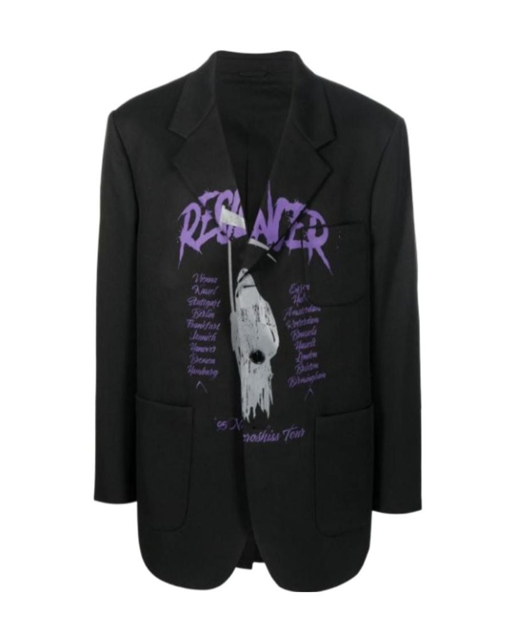 Raf Simons Black Graphic-Print Single-Breasted Blazer for men