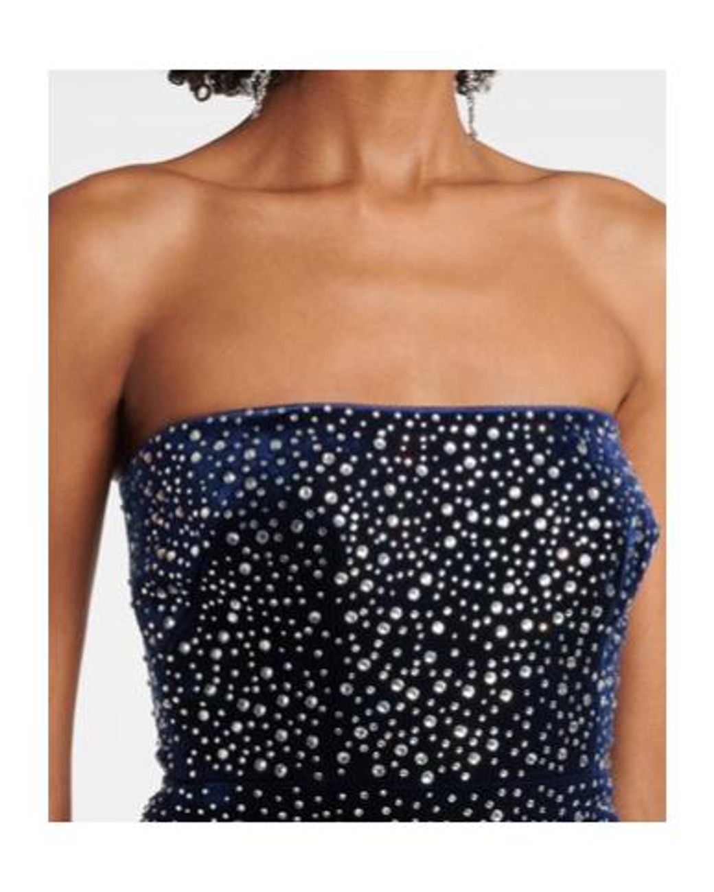 Alex Perry Blue Embellished Velvet Midi Dress