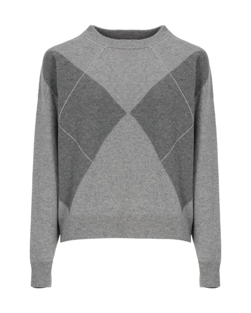 Peserico Gray Beaded Diamond Ribbed Jumper
