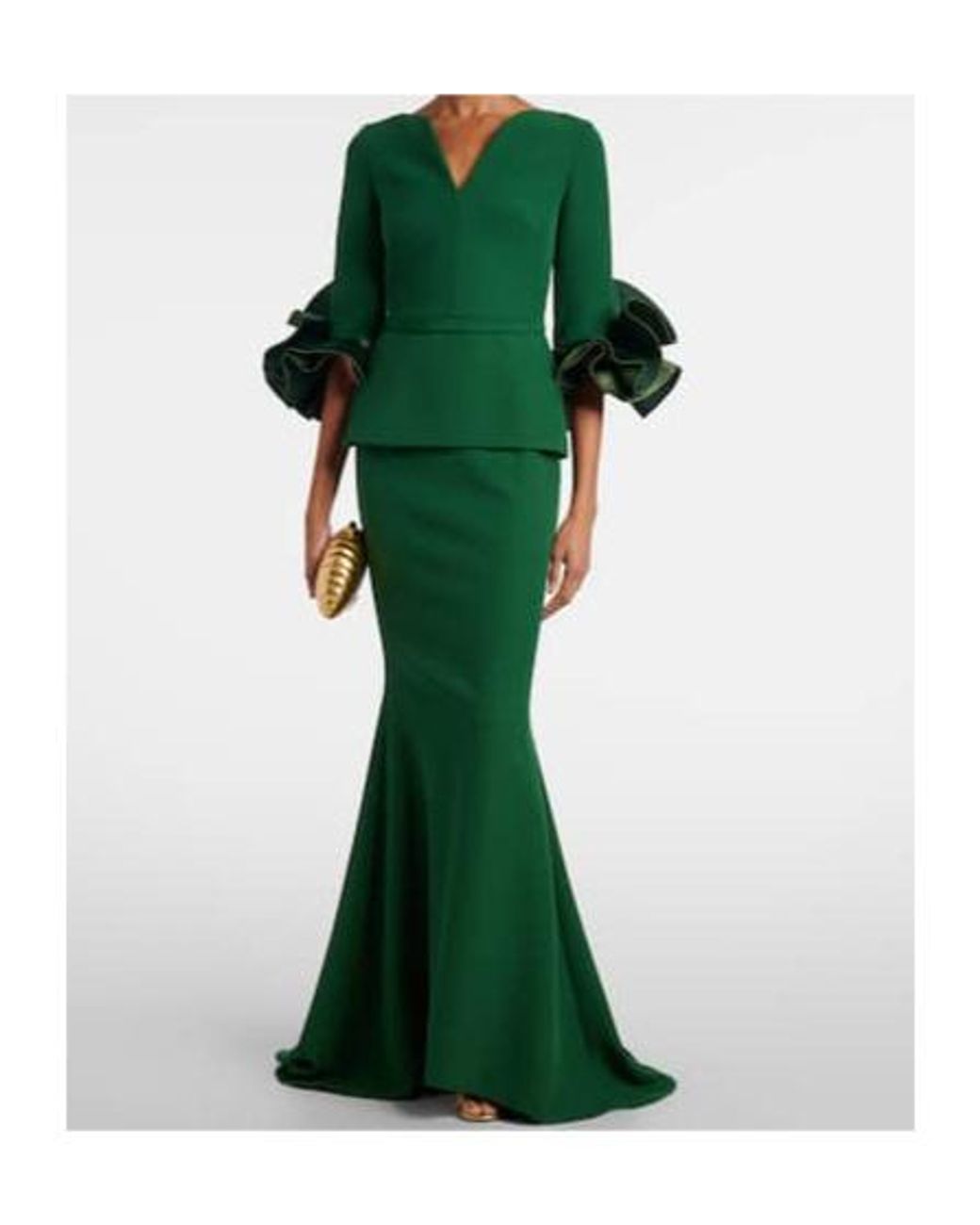 Safiyaa Green Clemenza Crepe Gown