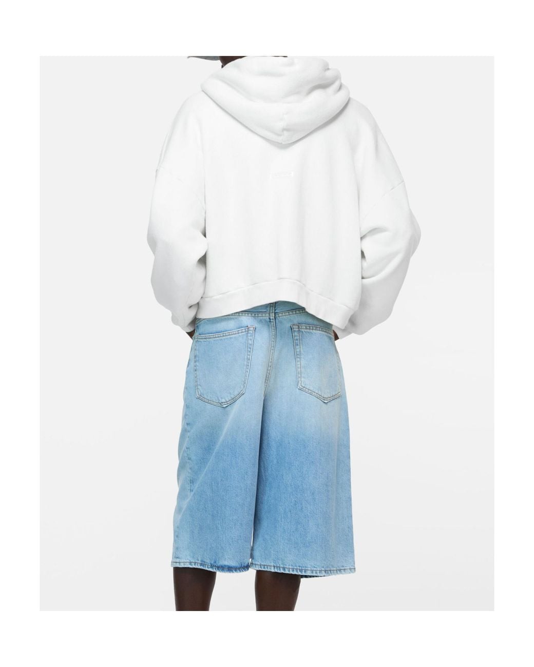 Acne White Cotton Hoodie for men