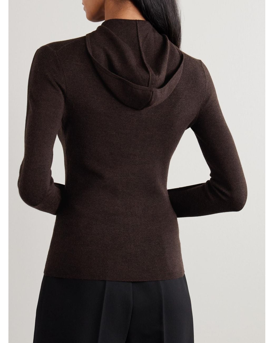 Victoria Beckham Brown Simple Zip-Up Hoodie