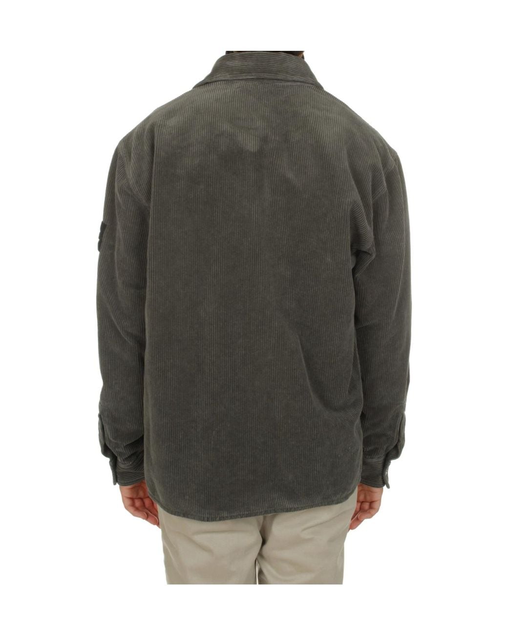 Stone Island Gray Corduroy Overshirt for men