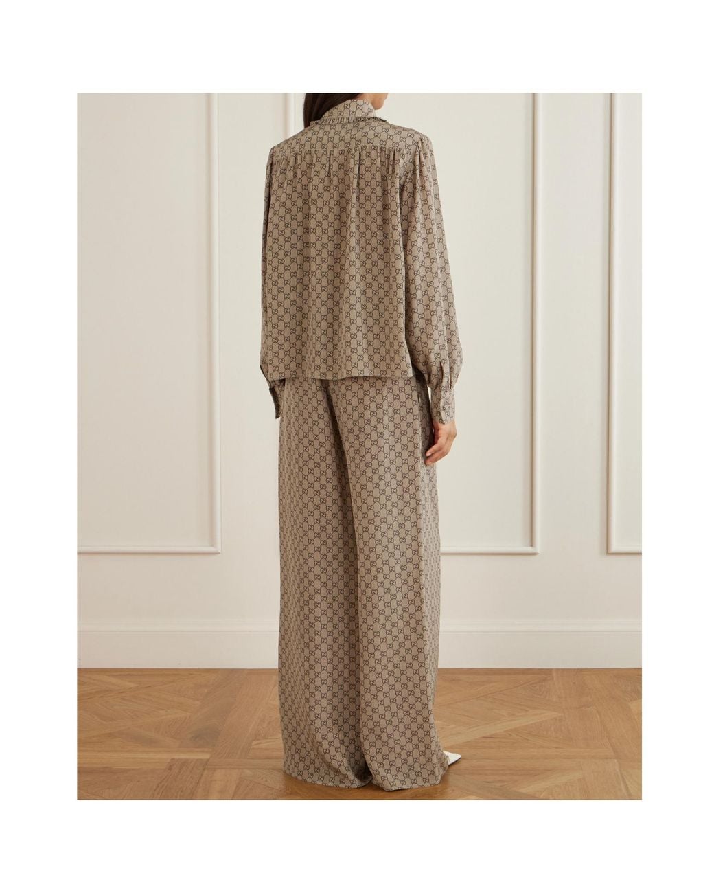 Gucci Brown Printed Crêpe De Chine Shirt