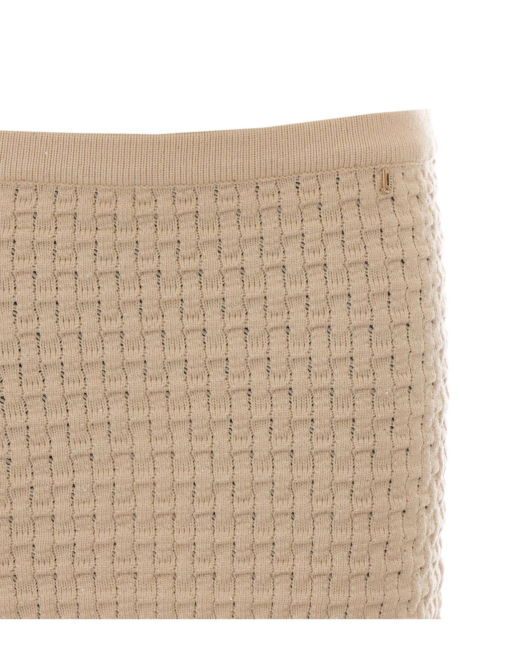 Liu Jo Natural Fringed Knitted Skirt