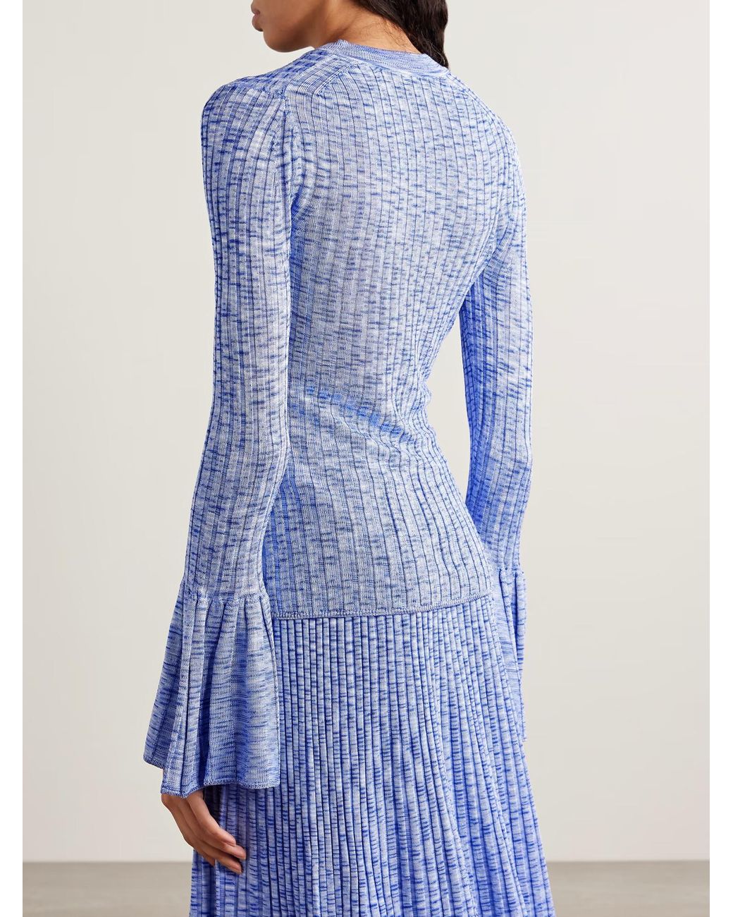 Zimmermann Blue Mouline Ribbed-Knit Sweater