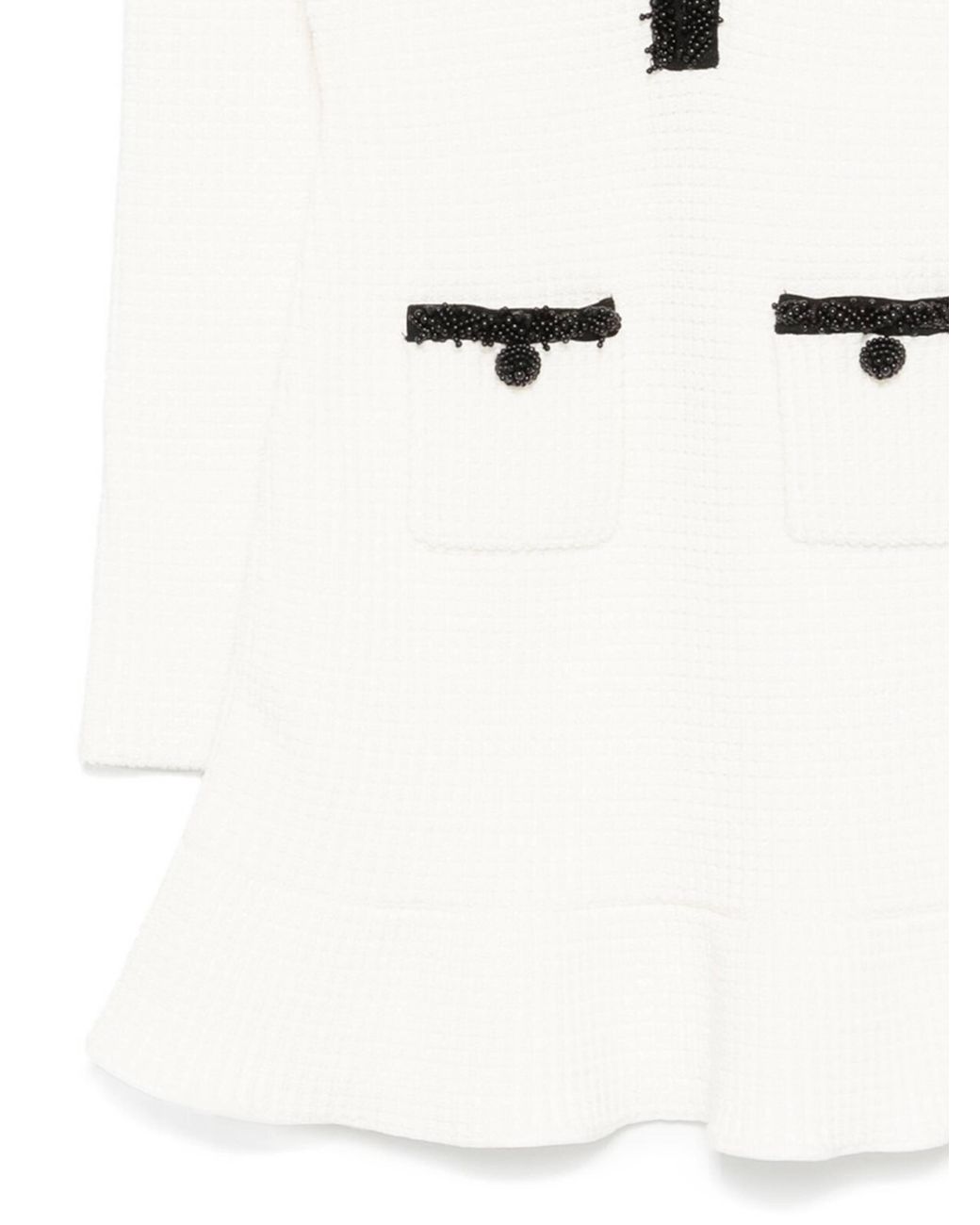 Self-Portrait White Bead-Detailed Long-Sleeved Mini Dress