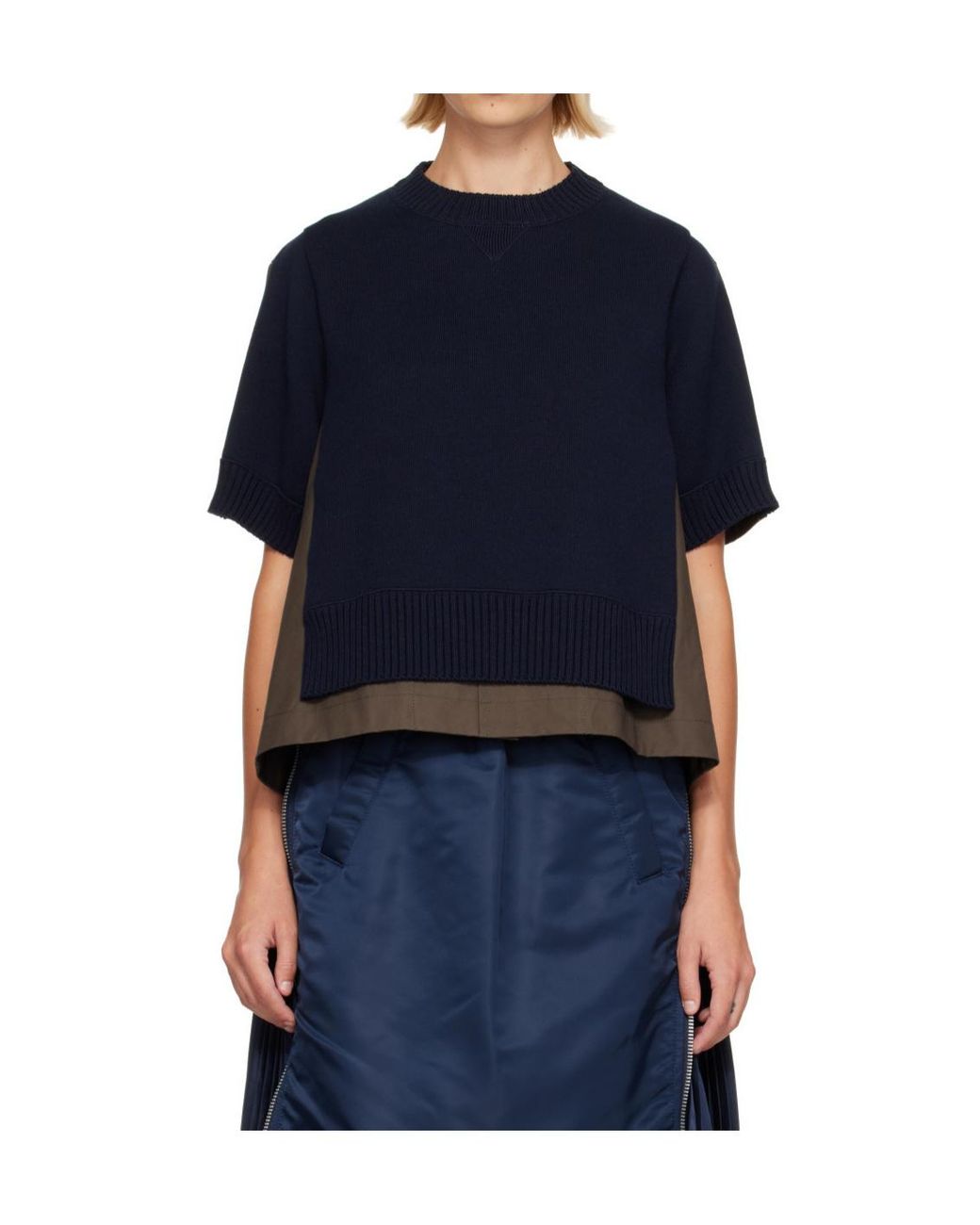 Sacai White Shell-Trimmed T-Shirt