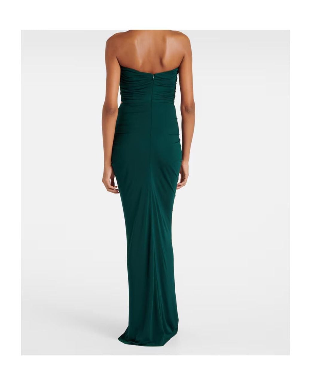 Christopher Esber Green Bezel Quartz Cutout Strapless Jersey Gown