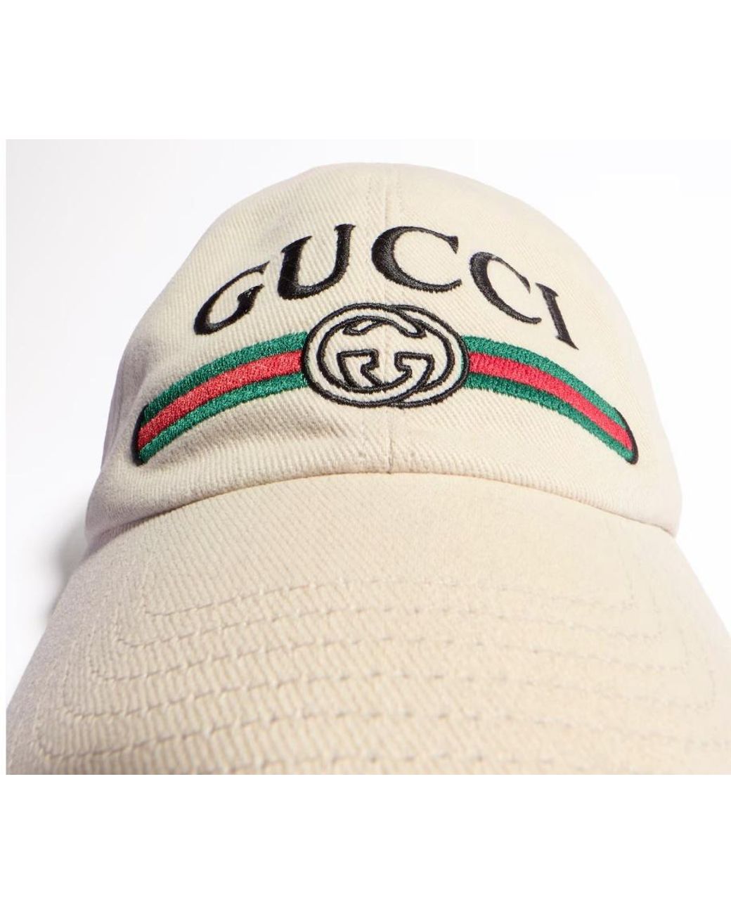 Gucci White Embroidery Baseball Cap for men