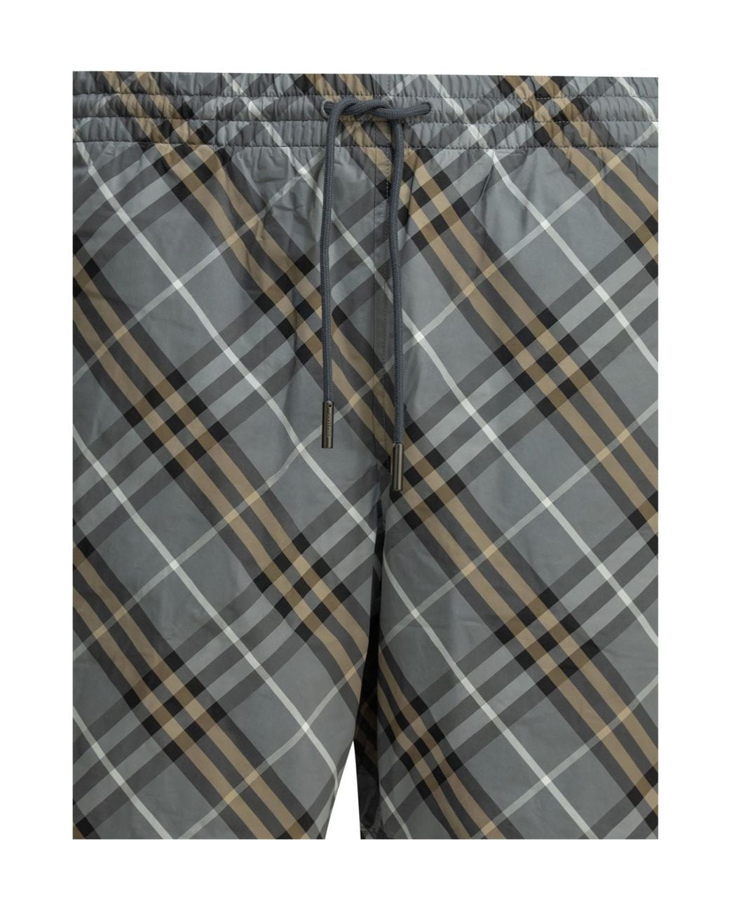 Burberry Gray Check Beach Nylon Shorts for men