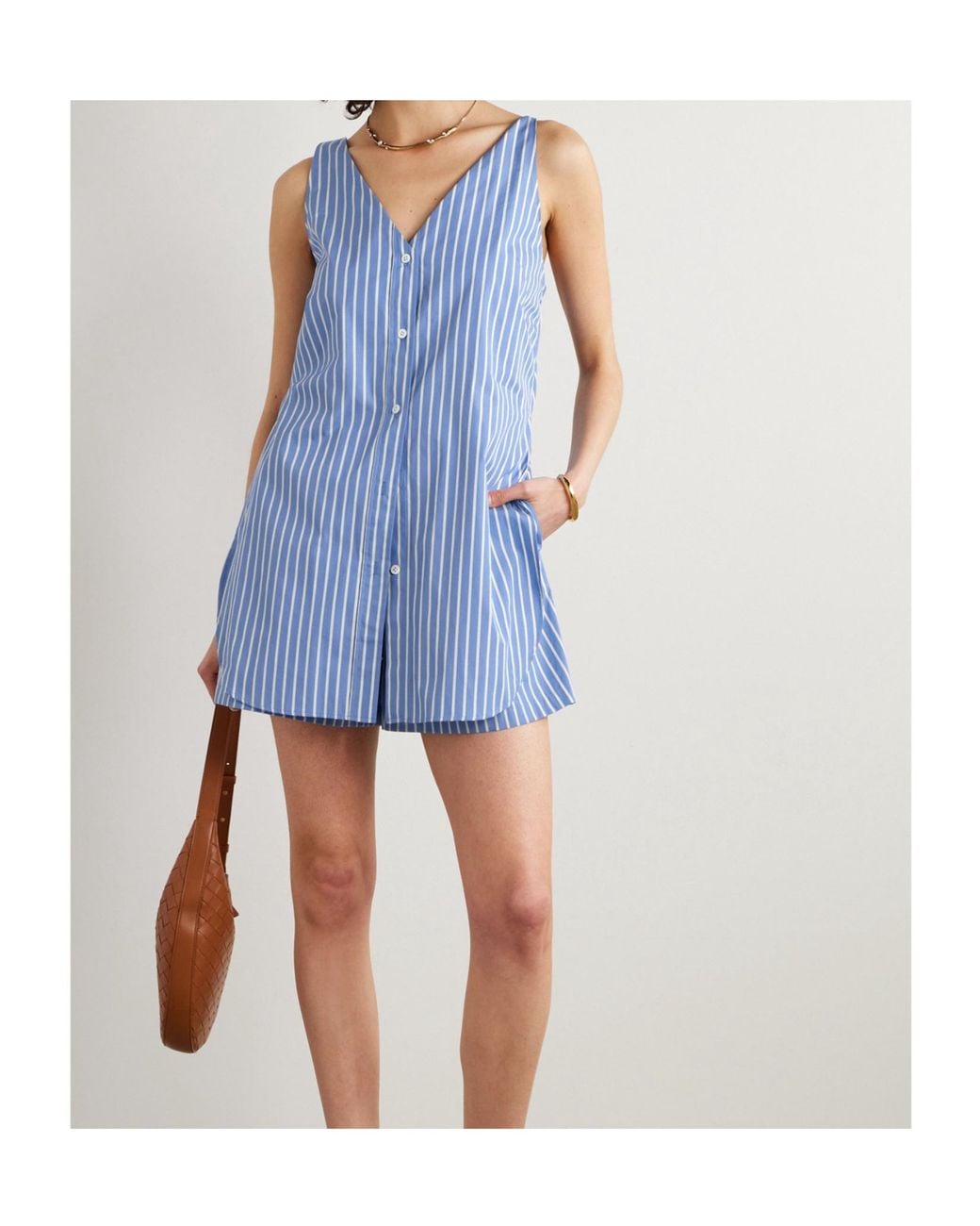 Dries Van Noten Blue Striped Jumpsuit