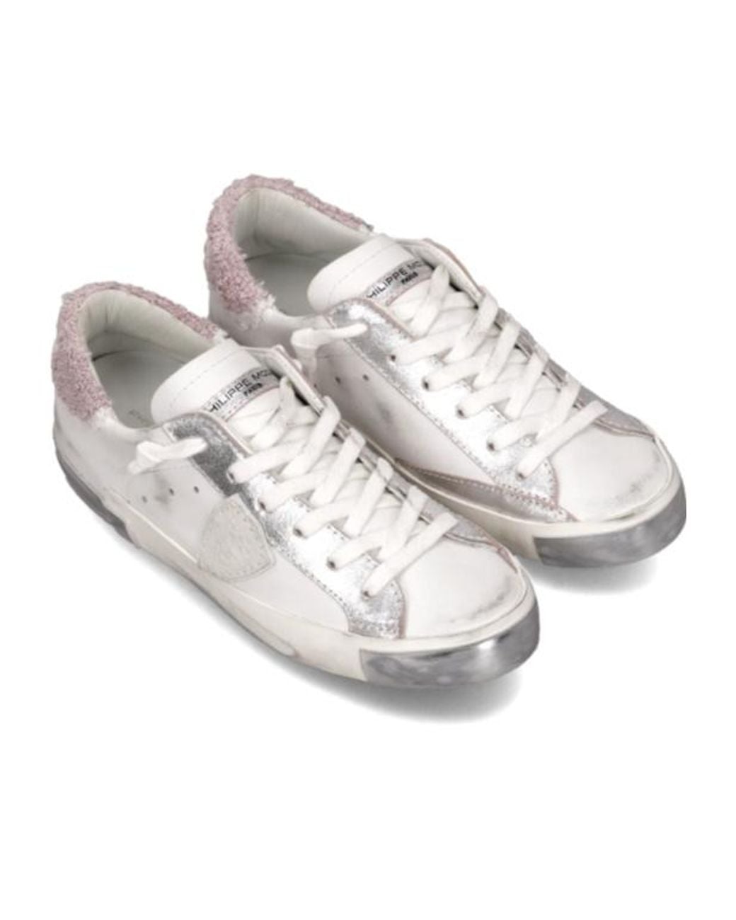 Philippe Model White Logo Embroidered Sneakers