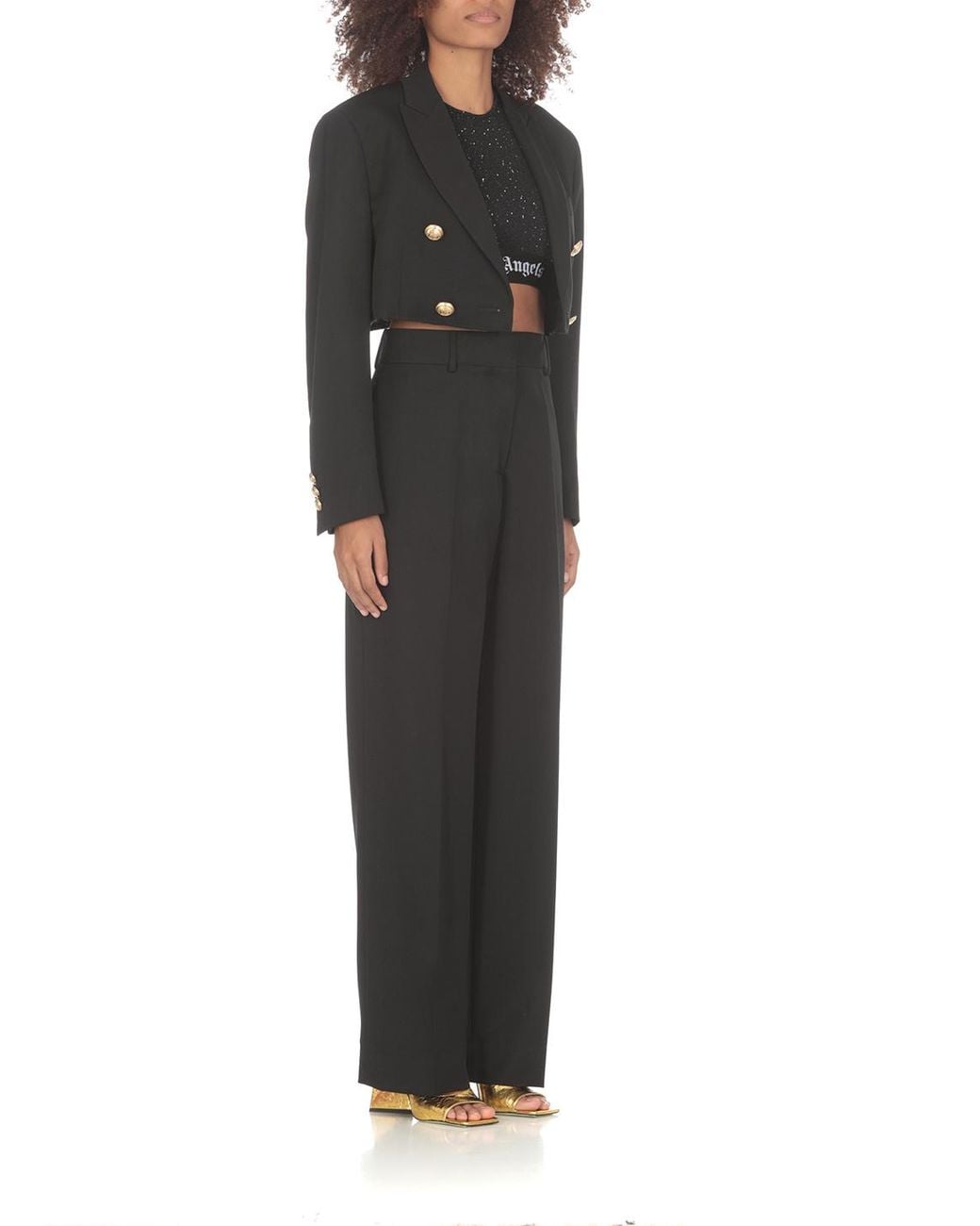 Palm Angels Black High-Waist Straight-Leg Tailored Trousers