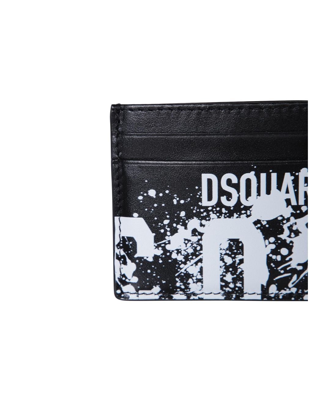 DSquared² Black Splash Icon Printed Card Holder for men