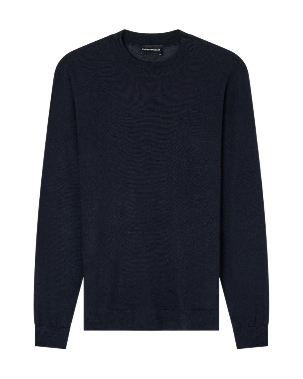 Emporio Armani Blue Crewneck Long-Sleeved Jumper for men