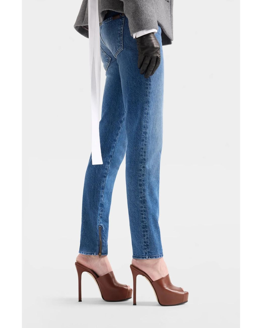 7 For All Mankind Blue Y2K Whiskered Zip-Detail Jeans